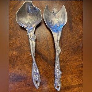 Elegant Arthur Court Silver Floral Serving Spoon Set